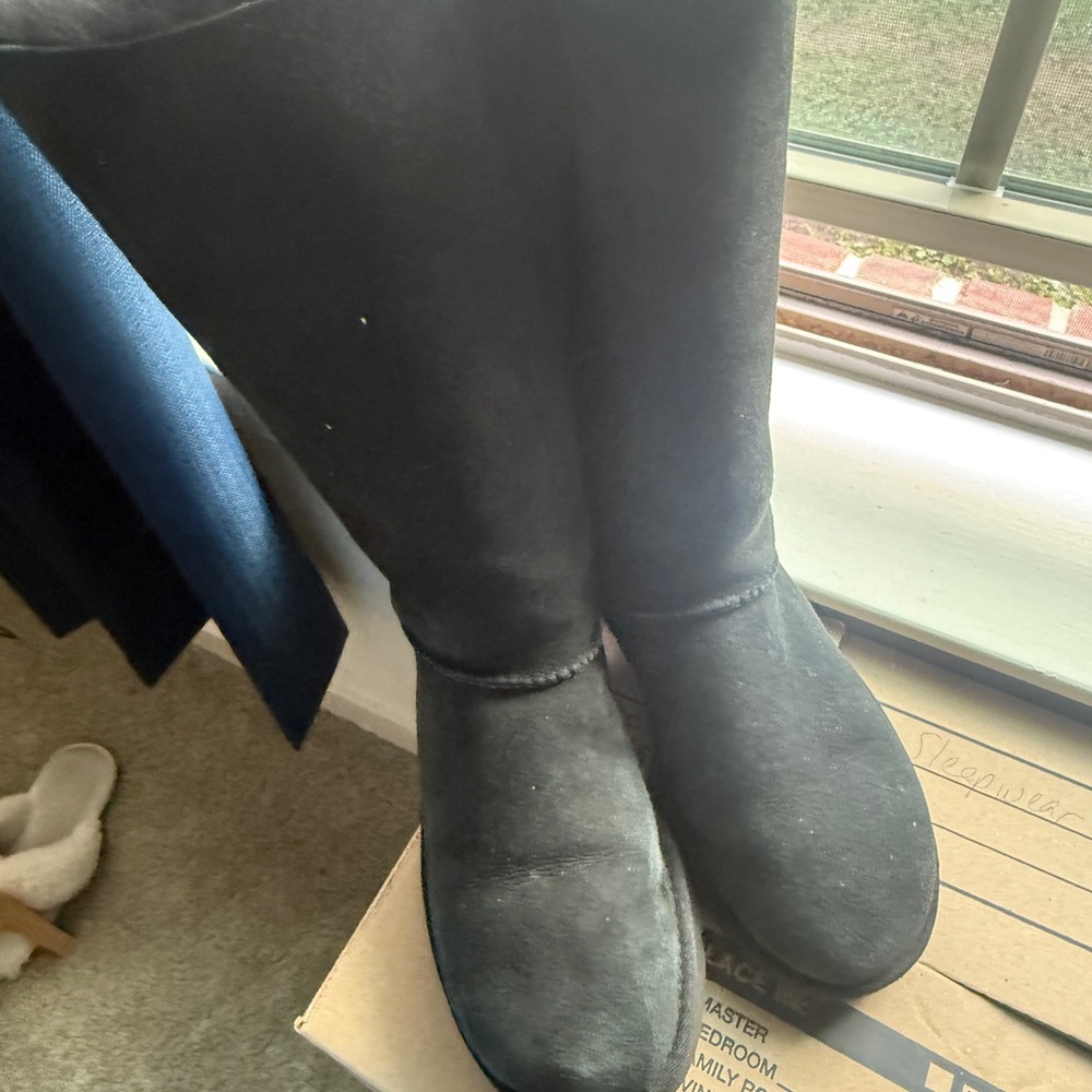Black Suede Knee-High Boots